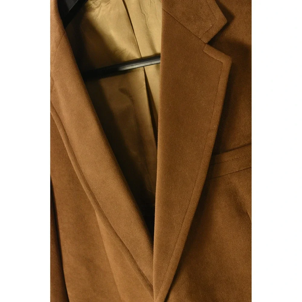 70s Vintage Faux Suede Blazer Mens 38R Brown Western Sport Coat 2 Button Casual